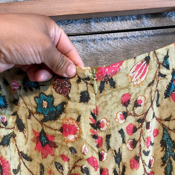 Peruvian Connection Jaipur Maxi Skirt Sz 6 olive green floral Boho Cottage Fairy - Picture 5 of 7